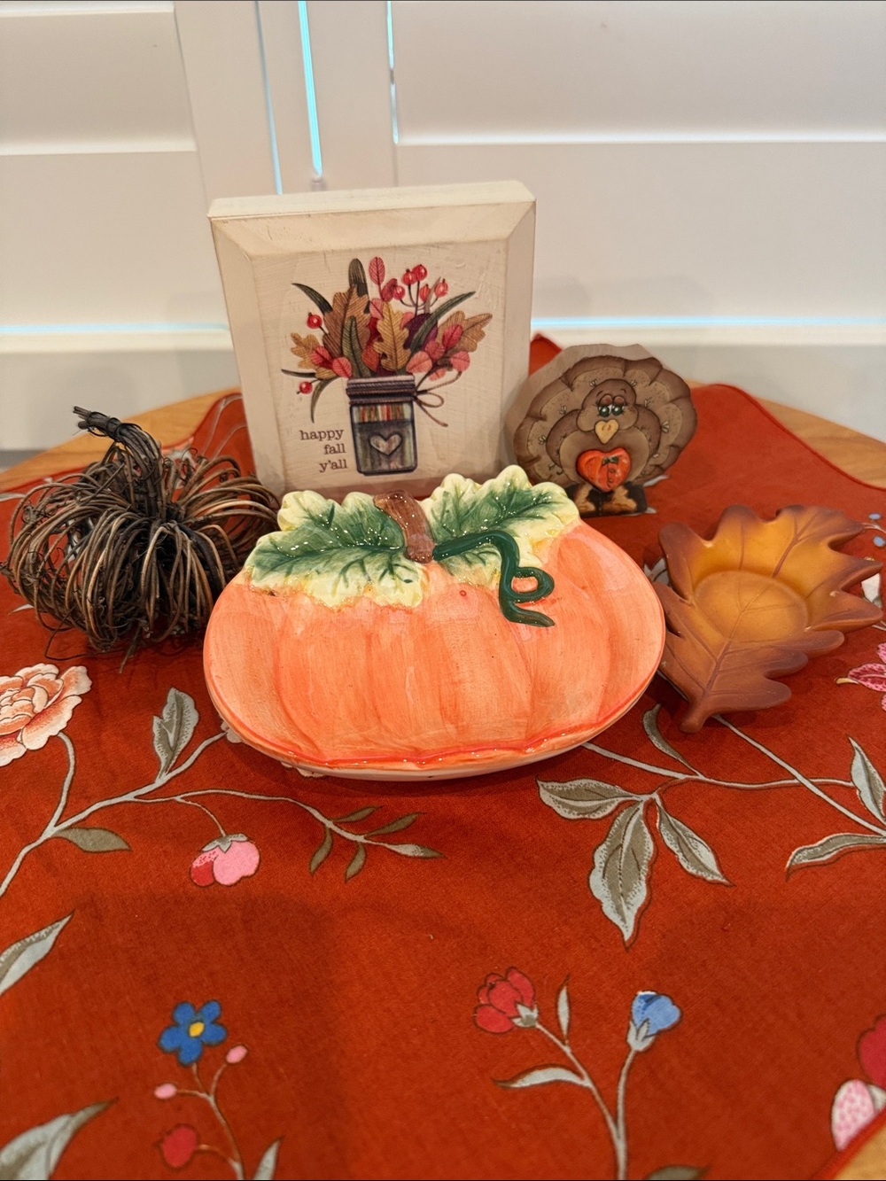 Fall Harvest Decor Bundle Pumpkin Dish Turkey Grapevine Pumpkin